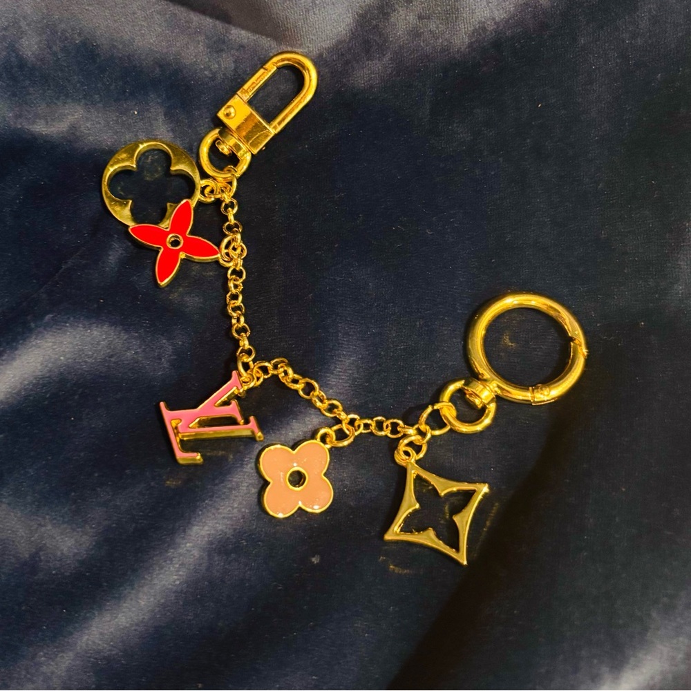 SOLD Gold and Red Charm Keychain
